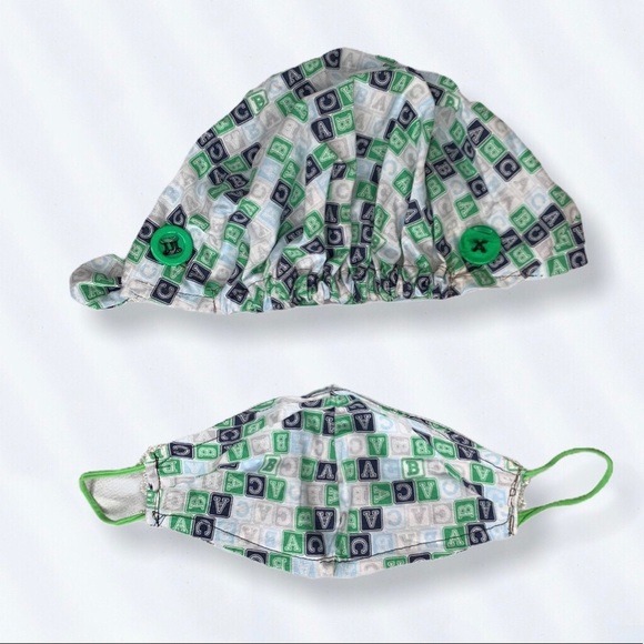 Women's cotton hat combined with Face masks Green - Picture 2 of 6